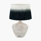 Manaia White Wash Textured Wood Table Lamp Base with Scallop 35cm Black Ombre Soft Pleated Tapered Shade