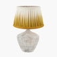 Manaia White Wash Textured Wood Table Lamp Base with Scallop 35cm Mustard Ombre Soft Pleated Tapered Lampshade