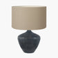 Manaia Antique Black Textured Wood Table Lamp Base with Henry 35cm Taupe Handloom Cylinder Lampshade