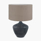 Manaia Antique Black Textured Wood Table Lamp Base with Edward 35cm Natural Linen Cylinder Lampshade