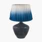 Manaia Antique Black Textured Wood Table Lamp Base with Scallop 35cm Blue Ombre Soft Pleated Tapered Lampshade