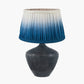 Manaia Antique Black Textured Wood Table Lamp Base with Scallop 35cm Blue Ombre Soft Pleated Tapered Lampshade