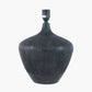 Manaia Antique Black Textured Wood Table Lamp Base with Lino 35cm Black Self Lined Linen Cylinder Lampshade