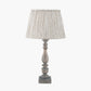 Alia Grey Wash Turned Mango Wood Table Lamp Base with Thiago 45cm Natural Stripe Mushroom Pleat Tapered Lampshade
