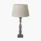 Alia Grey Wash Turned Mango Wood Table Lamp Base with Coast 45cm Cream Calico Tapered Lampshade