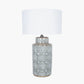 Kari Circle Pattern Ceramic Table Lamp Base with Harry 40cm Ivory Cotton Mix Cylinder Lampshade
