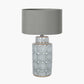 Kari Circle Pattern Ceramic Table Lamp Base with Harry 40cm Steel Grey Cotton Mix Cylinder Lampshade