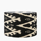 Rhode Matt Black Stick Metal Table Lamp Base with Lars 30cm Black Ikat Patterned Cylinder Lampshade