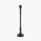 Rhode Matt Black Stick Metal Table Lamp Base with Lars 30cm Ocean Blue Ikat Patterned Cylinder Lampshade