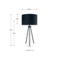 Houston Matt Black Metal Tripod Table Lamp