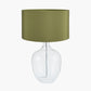 Islay Clear Bubble Glass Table Lamp Base with Harry 40cm Sage Cotton Mix Cylinder Lampshade