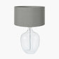 Islay Clear Bubble Glass Table Lamp Base with Harry 40cm Steel Grey Cotton Mix Cylinder Lampshade