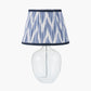Islay Clear Bubble Glass Table Lamp Base with Kamilah 40cm Blue Chevron Patterned Mushroom Pleat Tapered Lamp Shade