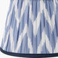 Islay Clear Bubble Glass Table Lamp Base with Kamilah 40cm Blue Chevron Patterned Mushroom Pleat Tapered Lamp Shade