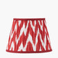 Islay Clear Bubble Glass Table Lamp Base with Kamilah 40cm Red Chevron Patterned Mushroom Pleat Tapered Lamp Shade