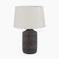 Atouk Textured Black Stoneware Table Lamp Base with Winston 35cm White Handloom Tapered Lampshade