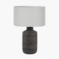 Atouk Textured Black Stoneware Table Lamp Base with Harry 35cm Ivory Cotton Mix Cylinder Lampshade