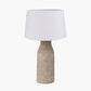 Palawan Stone Grey Feather Stoneware Table Lamp Base with Winston 40cm White Handloom Tapered Lampshade