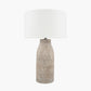Palawan Stone Grey Feather Stoneware Table Lamp Base with Henry 40cm White Handloom Cylinder Lampshade