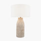 Palawan Stone Grey Feather Stoneware Table Lamp Base with Henry 40cm White Handloom Cylinder Lampshade