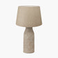 Palawan Stone Grey Feather Stoneware Table Lamp Base with Milos 40cm Natural Linen Tapered Lampshade