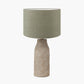 Palawan Stone Grey Feather Stoneware Table Lamp Base with Edward 40cm Pistachio Green Linen Cylinder Lampshade