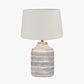 Galle Grey Wash Wood Textured Table Lamp Base with Winston 35cm White Handloom Tapered Lampshade