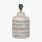 Galle Grey Wash Wood Textured Table Lamp Base with Harry 30cm Steel Grey Cotton Mix Cylinder Lampshade
