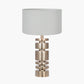 Elon Champagne Gold Metal Stacked Cylinder Table Lamp Base with Harry 35cm Ivory Cotton Mix Cylinder Lampshade