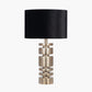 Elon Champagne Gold Metal Stacked Cylinder Table Lamp Base with Bow 35cm Black Velvet Cylinder Lampshade