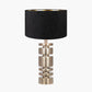 Elon Champagne Gold Metal Stacked Cylinder Table Lamp Base with Stellan 35cm Black Slubbed Silk Mix Gold Lined Cylinder Lampshade