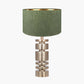 Elon Champagne Gold Metal Stacked Cylinder Table Lamp Base with Stellan 35cm Green Slubbed Silk Mix Gold Lined Cylinder Lampshade
