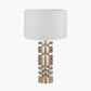 Elon Champagne Gold Metal Stacked Cylinder Table Lamp Base with Lino 35cm White Self Lined Linen Cylinder Lampshade