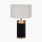Dempsey Black Velvet and Antique Gold Metal Table Lamp Base with Harry 30cm Ivory Cotton Mix Cylinder Lampshade