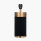 Dempsey Black Velvet and Antique Gold Metal Table Lamp Base with Harry 30cm Ivory Cotton Mix Cylinder Lampshade