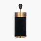 Dempsey Black Velvet and Antique Gold Metal Table Lamp Base with Harry 30cm Ivory Cotton Mix Cylinder Lampshade
