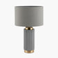 Ionic Grey Textured Ceramic and Gold Metal Table Lamp