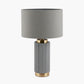 Ionic Grey Textured Ceramic and Gold Metal Table Lamp