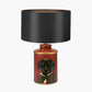 Dachshund Red Hand Painted Metal Table Lamp Base with Zara 40cm Black Silk Cylinder Lampshade