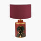 Dachshund Red Hand Painted Metal Table Lamp Base with Henry 35cm Mulberry Handloom Cylinder Lampshade