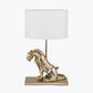 Osa Shiny Gold Metal Jaguar Table Lamp Base with Mia 40cm Ivory Oval Cotton Mix Lampshade
