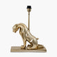 Osa Shiny Gold Metal Jaguar Table Lamp Base with Mia 40cm Ivory Oval Cotton Mix Lampshade