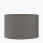 Orla Shiny Silver Metal Statement Circle Table Lamp Base with Mia 35cm Steel Grey Oval Cotton Mix Lampshade