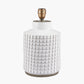 Malone Textured White Squares Design Stoneware Table Lamp Base with Harry 35cm Steel Grey Cotton Mix Cylinder Lampshade