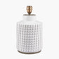 Malone Textured White Squares Design Stoneware Table Lamp Base with Lino 35cm Grey Self Lined Linen Cylinder Lampshade