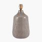Coco Grey Gloss Arch Design Stoneware Table Lamp Base with Lino 35cm Grey Self Lined Linen Cylinder Lampshade
