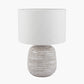 Alina White Dot Design Small Stoneware Table Lamp Base with Lino 25cm White Self Lined Linen Cylinder Lampshade