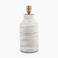 Alina White Dot Design Stoneware Table Lamp Base with Lino 30cm Grey Self Lined Linen Cylinder Lampshade