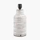 Alina White Dot Design Stoneware Table Lamp Base with Lino 30cm Grey Self Lined Linen Cylinder Lampshade