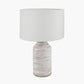 Alina White Dot Design Stoneware Table Lamp Base with Lino 30cm White Self Lined Linen Cylinder Lampshade